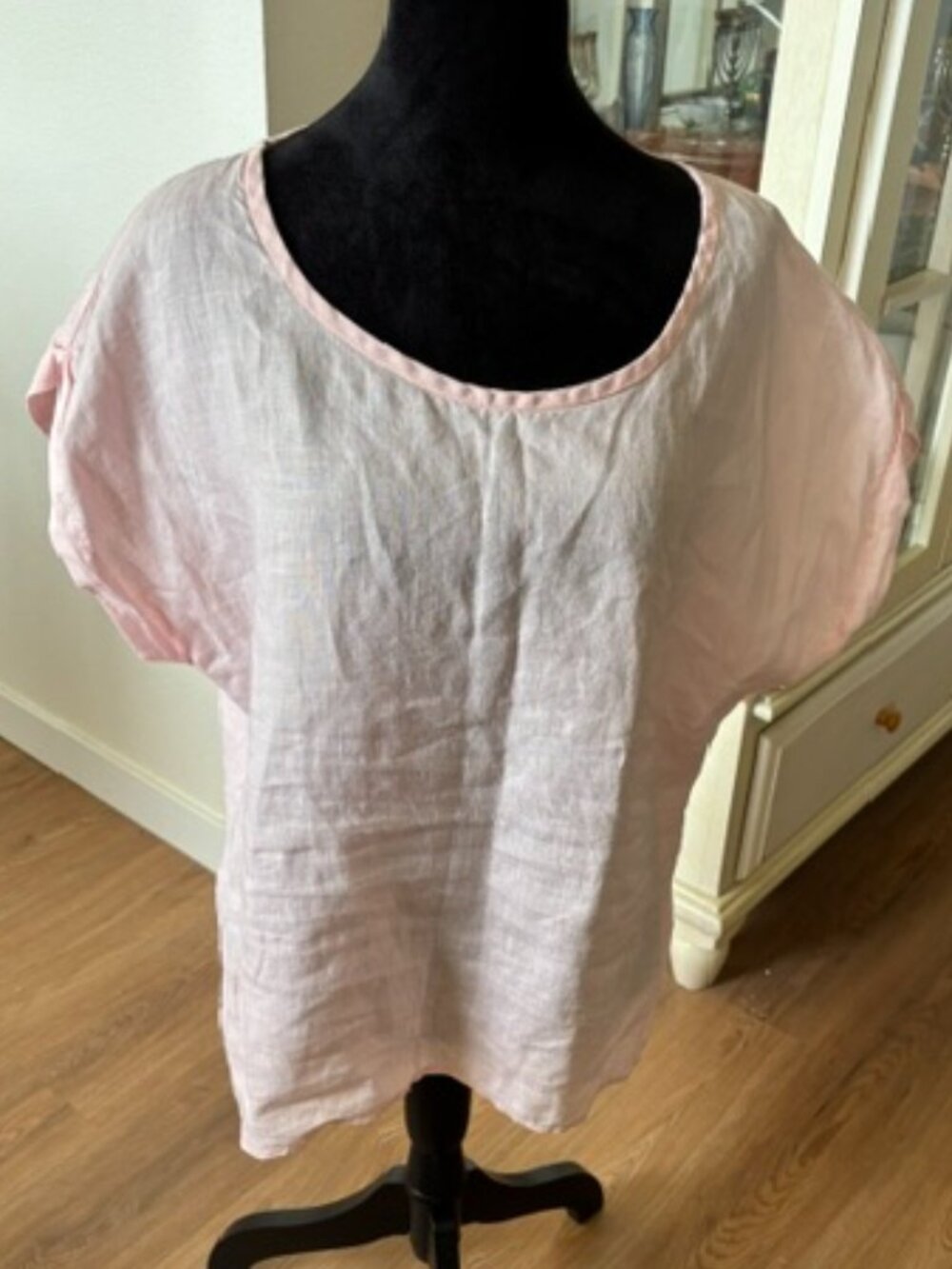 Carole Little Cap Sleeve Light Pink Boxy Linen Top NWOT XL